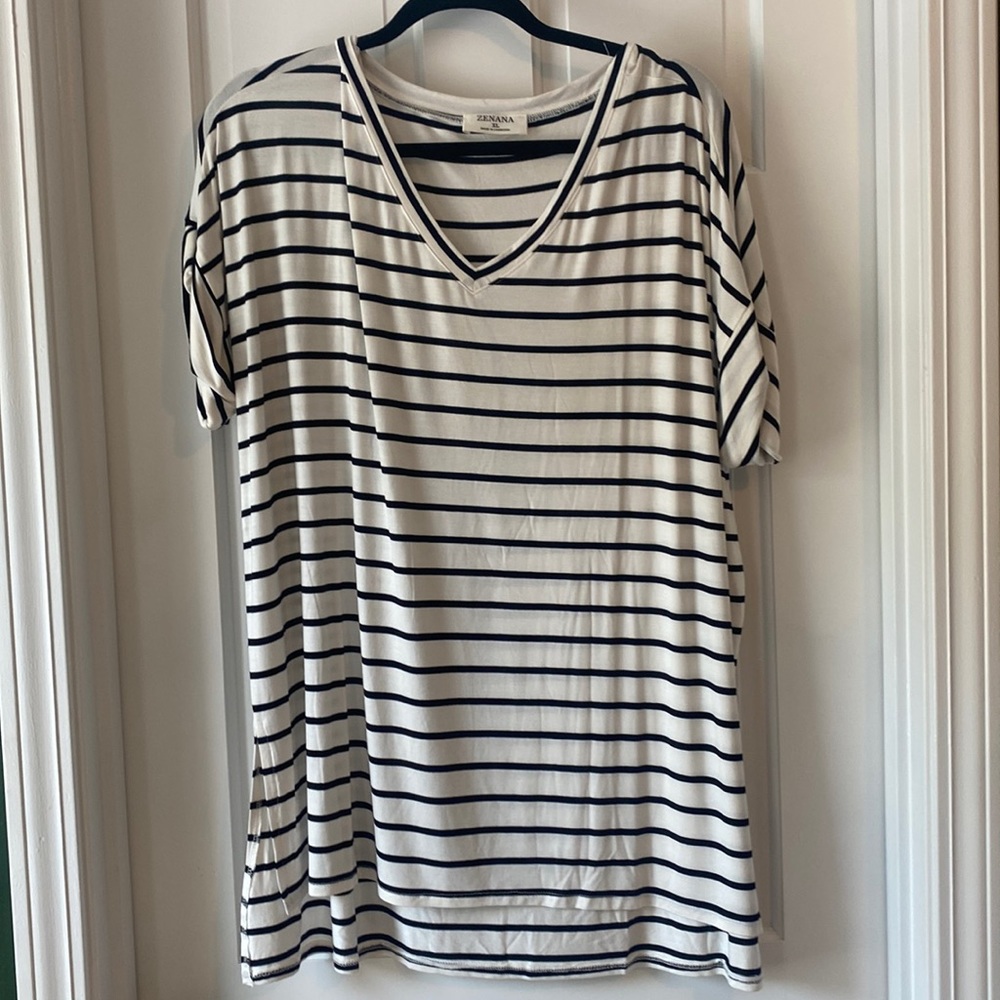 Ivory & Black Striped Tunic
